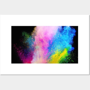 Bright coloured powder explosion on a black background illustration Posters and Art